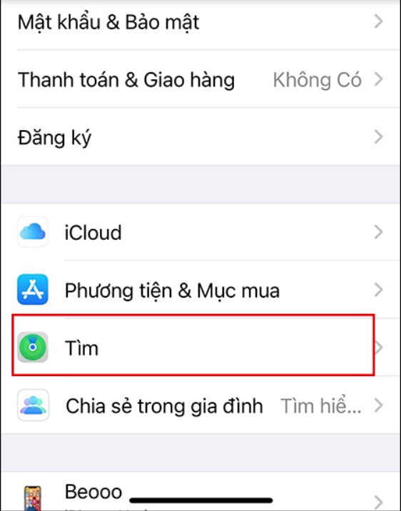 Chức năng tìm iphone