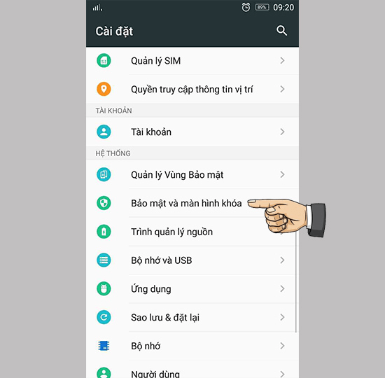 giao diện bảo mật và màn hình khóa android