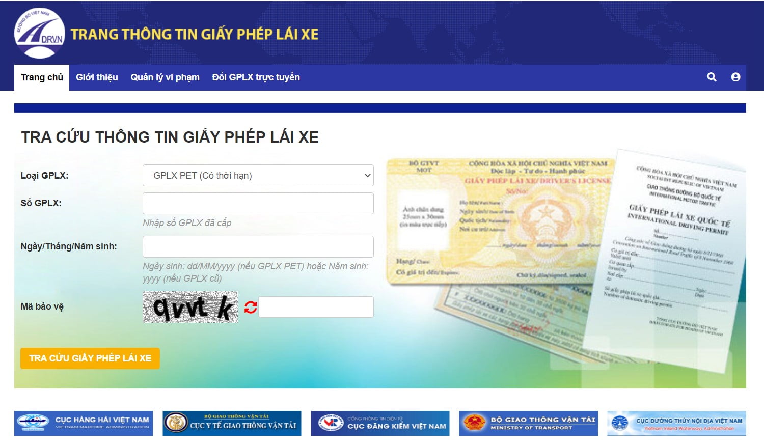 Tra cứu giấy phép lái xe