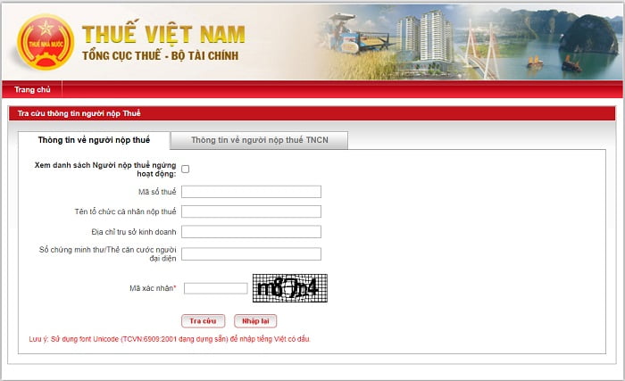 Tra cứu qua website tổng cục thuế